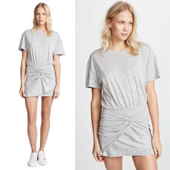 New IRO Brelbloa Jersey Twist Front Lightweight Mini Dress in Light Grey Size XS - Picture 12 of 12